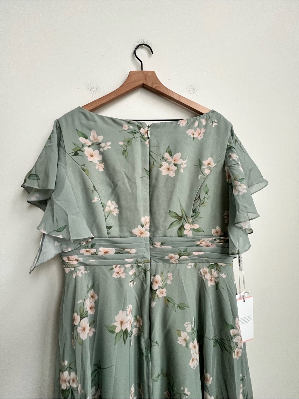 NWT JJ's House Cesia Green Floral Chiffon Ruffle Maxi Dress Special Event 16W - Picture 13 of 16